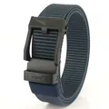 Dark grey tactical nylon belt for men with matte black automatic ratchet buckle - 120cm / Sapphire Blue