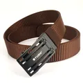 Ceinture tactique en nylon marron avec boucle automatique mate noire pour hommes - Marron