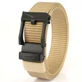 Tactical nylon ratchet belt in khaki with a matte black automatic buckle for men - 120cm / Khaki
