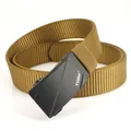 Khaki Herren Nylon-Taktikgürtel mit schwarzer matter Automatikschließe und Tushi-Logo - 120cm / Kojote Braun
