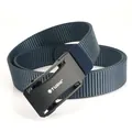 Cintura in nylon grigio scuro con fibbia automatica nera opaca per attività outdoor - Blu zaffiro