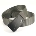 Army green tactical nylon belt for men featuring a black matte alloy automatic buckle - 120cm / Dark Gray
