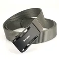 Dunkelgrauer Nylon-Taktikgürtel mit schwarzer Metallschnalle und TUSHI-Logo-Prägung - Dunkelgrau