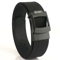 Cinturón táctico de nailon negro de doble capa con hebilla automática mate para hombres - Negro