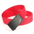 Men's outdoor tactical nylon belt in red color with matte black automatic buckle - 120cm / Red
