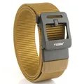 Tactical nylon outdoor belt with black alloy automatic buckle in khaki tan finish - Coyote Brown