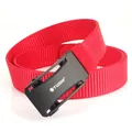 Roter Nylon-Stoffgürtel mit schwarzer Automatik-Schnalle und gewebter Textur - Rot