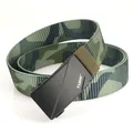 Tactical nylon camouflage belt for men with a black matte automatic alloy buckle - 120cm / Army Green Camo