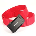 Cintura intrecciata in nylon rosso resistente con fibbia automatica nera opaca da uomo - Rosso