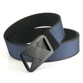 Blue and black checkered nylon woven tactical belt with matte black X-buckle - Black and Blue