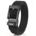 Tactical black nylon belt for men with matte metal automatic buckle by TUSHI - Black Buckle - Black