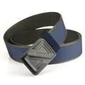 Cintura tattica in nylon intrecciato blu e verde oliva con fibbia geometrica opaca - Grigio con Blu