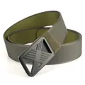 Men's military style olive green nylon tactical belt with matte black X-buckle design - Gray and Green
