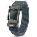 Navy blue nylon tactical belt for men with a black automatic buckle and textured strap - Black Buckle - Royal Blue