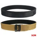 5cm heavy-duty tactical nylon belt with metal quick-release buckle in black and coyote brown - S / Coyote Brown