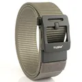 Olive green tactical nylon web belt with matte black automatic alloy buckle - Dark Gray
