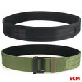 5CM heavy duty double-layer nylon tactical belt with metal buckle in black and army green - S / Army Green