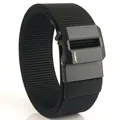 Tactical black nylon canvas belt for men featuring a matte metal automatic buckle - Black