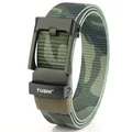 Men's nylon belt with military camo pattern and black automatic buckle - Black Buckle - Army Green Camo