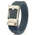 Men's nylon belt with automatic sliding buckle in navy blue with non-slip texture - Silver Buckle - Royal Blue