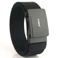 Tactical black nylon belt with matte metal automatic buckle and TUSHI brand logo - Black