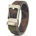 Men's nylon tactical belt with woodland camouflage pattern and silver brushed metal buckle - Silver Buckle - Classic Camo