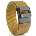 Tactical nylon canvas belt in khaki with a matte black quick-release buckle - Coyote Brown