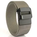 Gray nylon tactical belt with black automatic buckle featuring white TUSHI logo - Dark Gray
