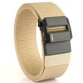 Khaki tactical nylon canvas belt with black matte quick-release buckle and TUSHI logo - Khaki