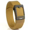 Tactical nylon belt for men with durable khaki woven strap and black quick release buckle - Coyote Brown