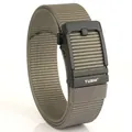 Tactical olive green nylon belt with matte black automatic buckle for outdoor style - Dark Gray