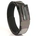 Men's camouflage nylon web belt with black automatic buckle and durable woven texture - Dark Gray Camouflage