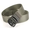Army green nylon tactical belt for men with a sleek black matte automatic buckle - Automatic Buckle / Dark Gray