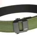 Cinturón táctico de nailon verde oliva de doble capa con hebilla de metal negro - Verde Militar
