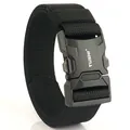 Tactical black nylon belt with quick-release aluminum alloy buckle and woven texture - Hemmed Black