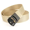 Tactical nylon belt for men in khaki with black matte alloy automatic buckle - Automatic Buckle / Khaki