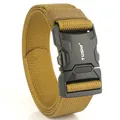 Tactical nylon belt in khaki with a black quick-release buckle and matte finish - Hemmed Wolf Brown