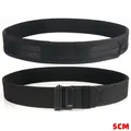 Black 5CM double-layer nylon tactical belt with metal buckle and reinforced webbing - S / Black