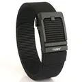 Men's tactical black nylon belt with automatic buckle for outdoor casual wear - Black