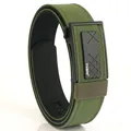 Army green double-layered tactical nylon belt with black automatic buckle for men - Army Green