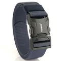 Dark blue tactical nylon belt featuring a quick-release aluminum alloy buckle with TUSHI logo - Hemmed Royal Blue