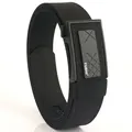 Double-layered thickened nylon tactical belt with matte automatic buckle in black finish - Black