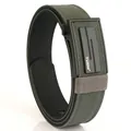 Olive green double-layer nylon tactical belt with black automatic buckle and TUSHI logo - Dark Gray