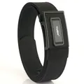 Cinturón táctico de nailon negro con hebilla automática mate y cincha de doble capa - Negro