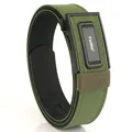 Cinturón táctico de nailon verde militar con hebilla automática negra para exteriores - Verde Militar