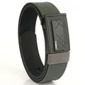 Men's heavy-duty army green tactical nylon belt with black textured automatic buckle - Dark Gray