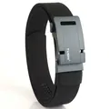 Tactical nylon belt with automatic aluminum buckle and double-layer woven fabric strap - Black / 120
