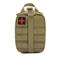 Tactical camouflage medical kit in khaki finish with MOLLE system and red cross patch - Coyote Brown