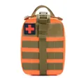 Tactical outdoor medical bag in bright orange with MOLLE straps and red cross patch - Orange