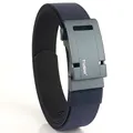 Men's navy blue nylon woven tactical belt with dark grey matte alloy automatic buckle - Sapphire Blue / 120